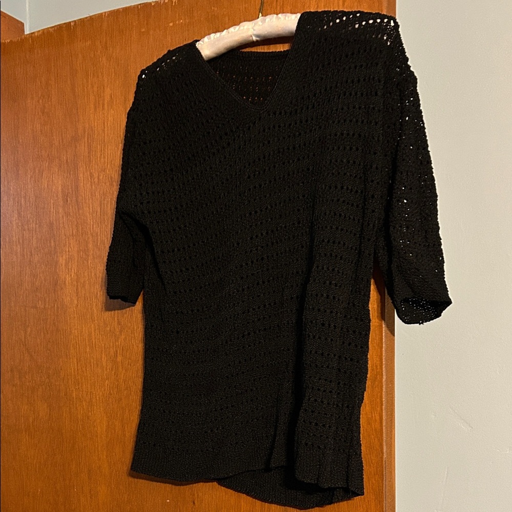 Black Knit V-Neck Sweater